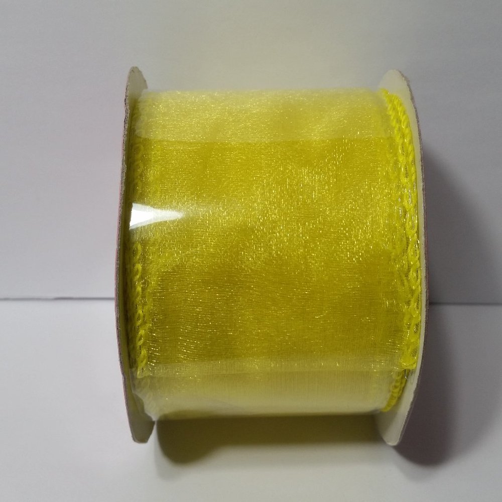 Wired Ribbon 2.5" Sheer Yellow